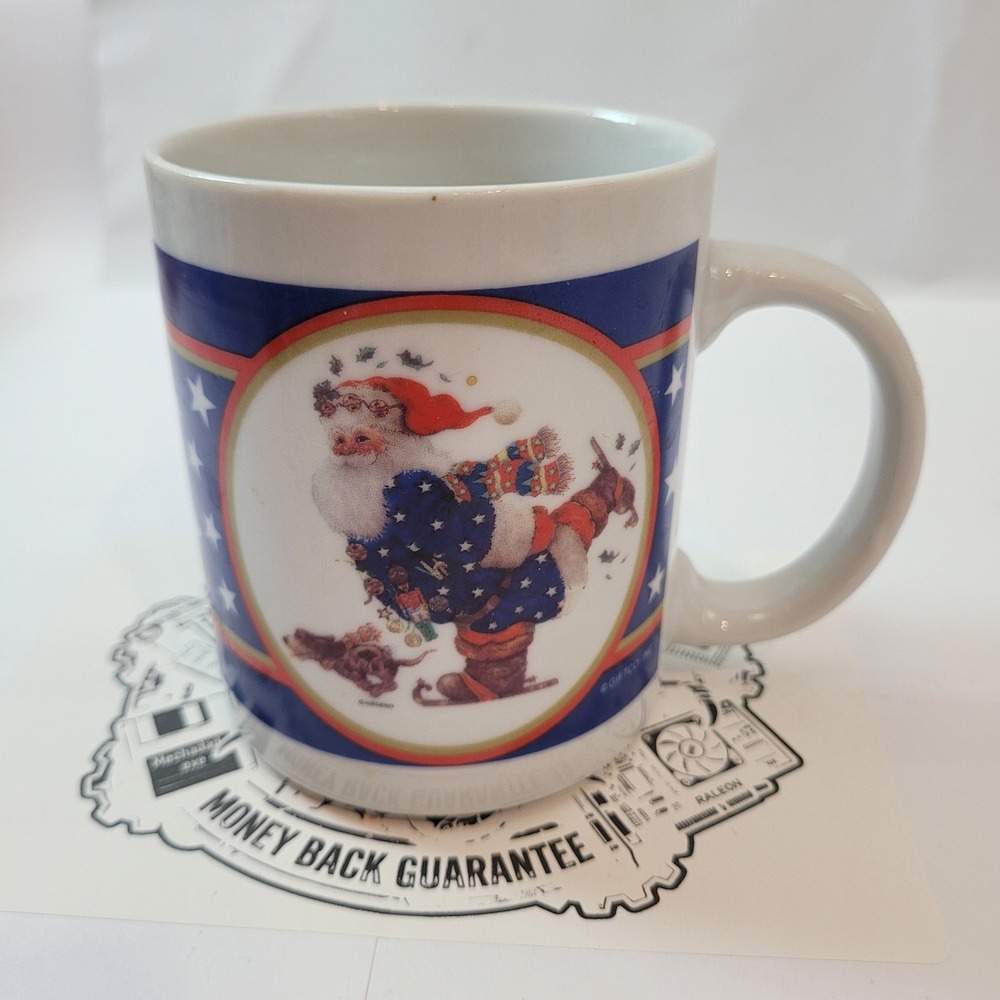 Giftco Inc Coffee Mug Giordano Ice Skating Santa Stars Christmas Vintage